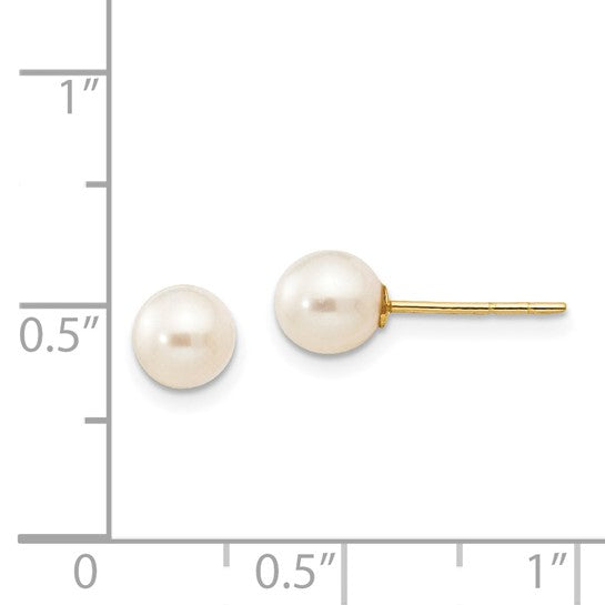 14KT YELLOW GOLD 5MM CULTURED PEARL EARRINGS
