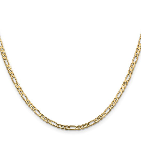 14KT YELLOW GOLD 3MM CONCAVE OPEN FIGARO CHAIN NECKLACE - 5 LENGTHS 16 Inch,18 Inch,20 Inch,24 Inch,30 Inch