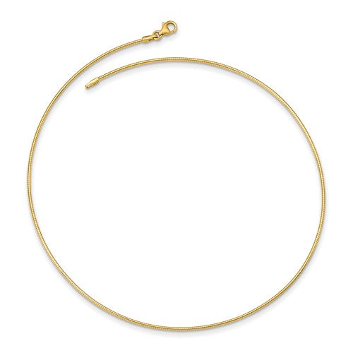 14KT GOLD 1.4MM ROUND OMEGA NECKLACE - 16 INCHES Yellow,White
