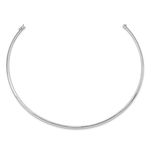 14KT WHITE GOLD 4MM DOMED OMEGA NECKLACE 16 in.,18 in.