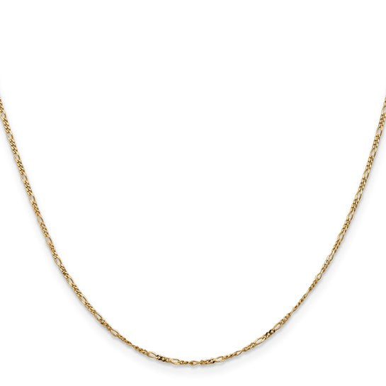 14KT YELLOW GOLD 1.25MM FIGARO CHAIN NECKLACE-5 LENGTHS 16 Inch,18 Inch,20 Inch,22 Inch,24 Inch