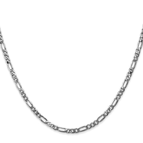 14KT GOLD 3MM FLAT FIGARO CHAIN NECKLACE - 4 LENGTHS & 2 COLORS 16 Inch / White,18 Inch / White,20 Inch / White,24 Inch / White
