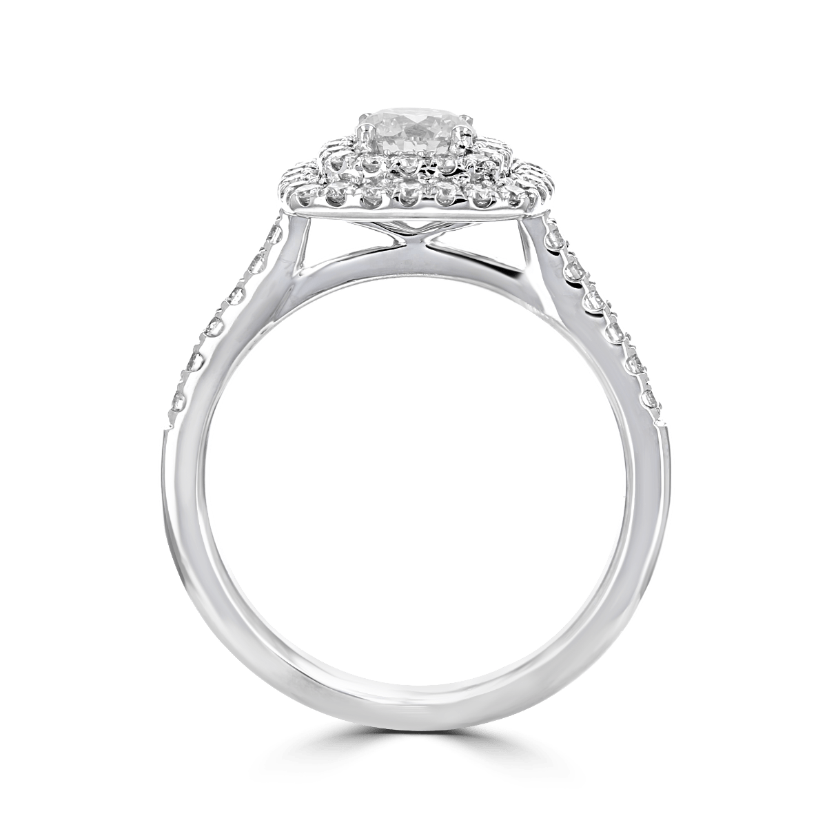 JULEVE 14KT WHITE GOLD 0.80 CTW DIAMOND DOUBLE SQUARE HALO RING 4,4.5,5,5.5,6,6.5,7,7.5,8,8.5,9