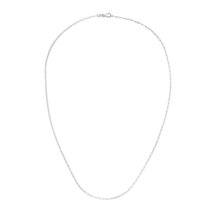 14KT GOLD 1.5MM PAPERCLIP CHAIN NECKLACE-VARIOUS LENGTHS & COLORS 16 / White,18 / White,20 / White,24 / White