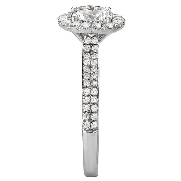 18KT Gold 1/2 CTW Diamond 2-Row Shank Halo Setting For 1.00 CT Round 4,4.5,5,5.5,6,6.5,7,7.5,8,8.5,9
