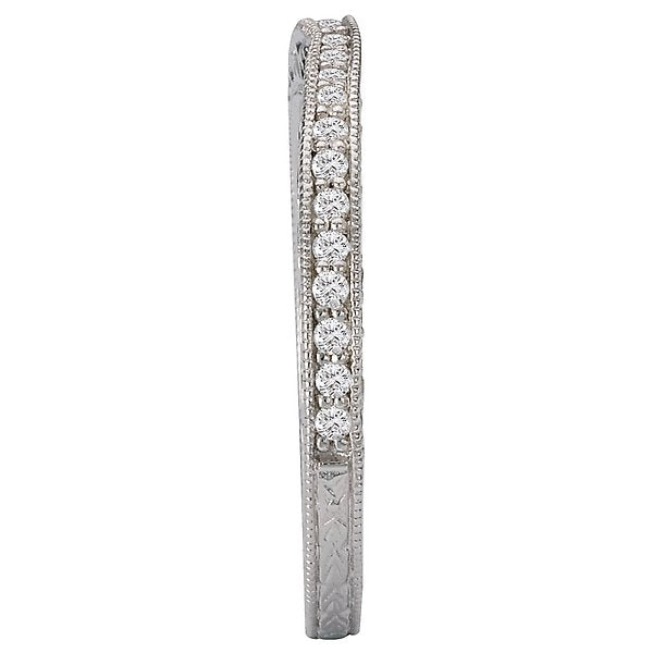 18KT 1/3 CTW Diamond Curved Milgrain Band With Side Stones 4,4.5,5,5.5,6,6.5,7,7.5,8,8.5,9