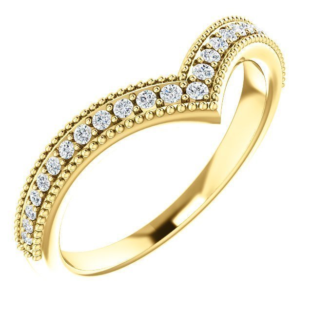 14KT Gold 1/6 CTW Diamond Stackable "V" Ring 4 / Yellow,4.5 / Yellow,5 / Yellow,5.5 / Yellow,6 / Yellow,6.5 / Yellow,7 / Yellow,7.5 / Yellow,8 / Yellow,8.5 / Yellow,9 / Yellow