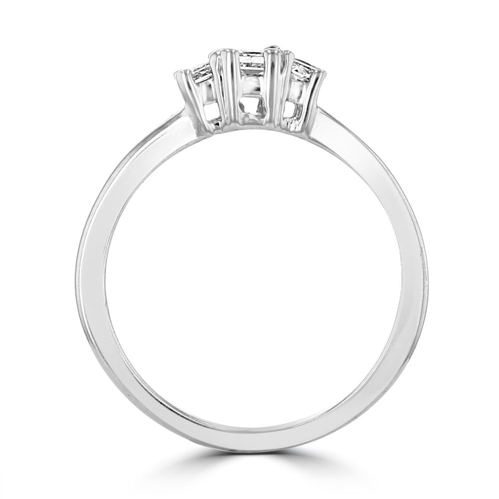 14KT White Gold 1/4 CTW Princess Cut Diamond 3 Stone Ring 4,4.5,5,5.5,6,6.5,7,7.5,8,8.5,9