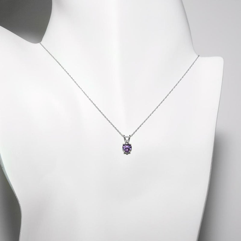 14KT GOLD 0.70 CT HEART AMETHYST AND DIAMOND NECKLACE White,Yellow