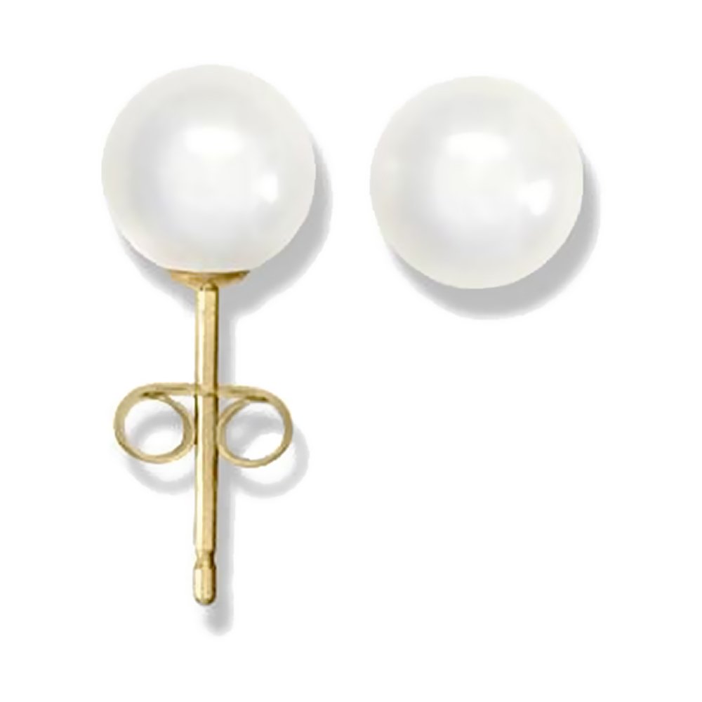 14KT Yellow Gold 5MM Cultured Pearl Earrings