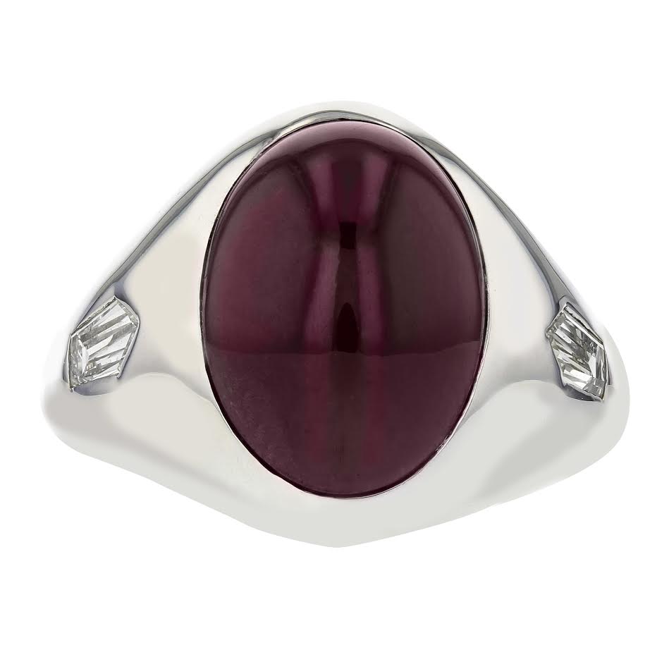 MEN'S 18KT WHITE GOLD 16.80 CT RUBY AND .78 CTW DIAMOND RING 8,8.5,9,9.5,10,10.5,11,11.5,12,12.5,13