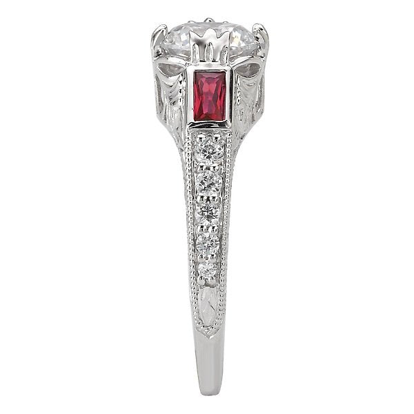 18KT 5/8 CTW RUBY & 1/6 CTW DIAMOND SETTING FOR 1 CT ROUND 4,4.5,5,5.5,6,6.5,7,7.5,8,8.5,9