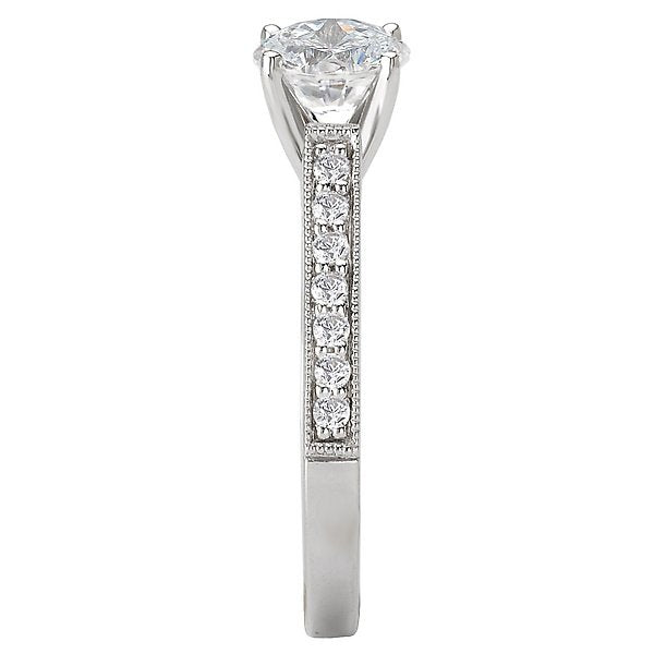 18KT 1/5 CTW Diamond Cathedral Milgrain Setting for 1 CT Round 4,4.5,5,5.5,6,6.5,7,7.5,8,8.5,9