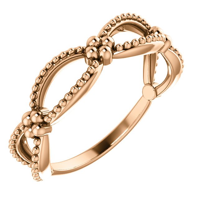 14KT Gold Beaded Stackable Twist Ring 4 / Rose,4.5 / Rose,5 / Rose,5.5 / Rose,6 / Rose,6.5 / Rose,7 / Rose,7.5 / Rose,8 / Rose,8.5 / Rose,9 / Rose