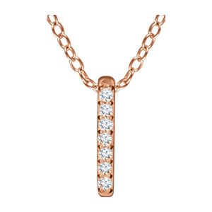 14KT Gold .05 CTW Diamond Bar Necklace Rose