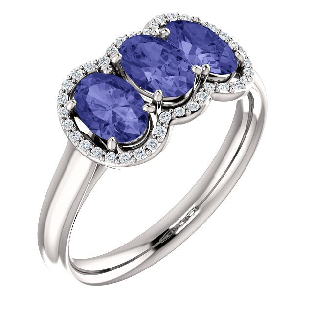 Koolau James Allen Blue Sapphire Engagement Ring Diamond Halo
