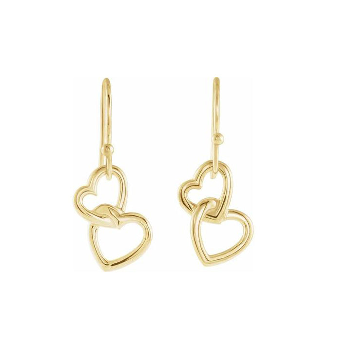 Double cheapest heart earring 14k solid gold