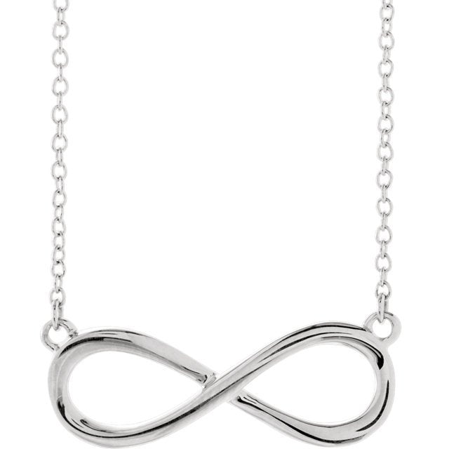 INFINITY PENDANT ON 16-18" CABLE LINK NECKLACE 14KT Gold / White