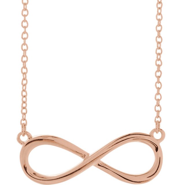 INFINITY PENDANT ON 16-18" CABLE LINK NECKLACE 14KT Gold / Rose