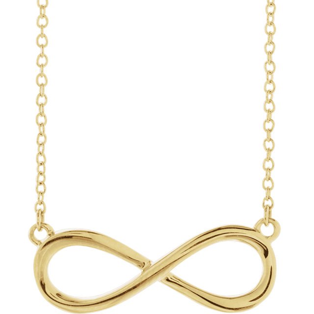 INFINITY PENDANT ON 16-18" CABLE LINK NECKLACE 14KT Gold / Yellow
