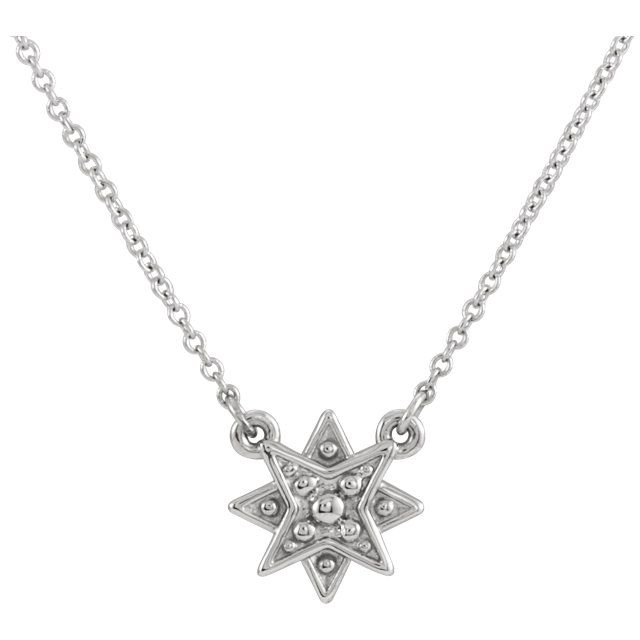Star Necklace -- 16-18" Adjustable 14KT Gold / White