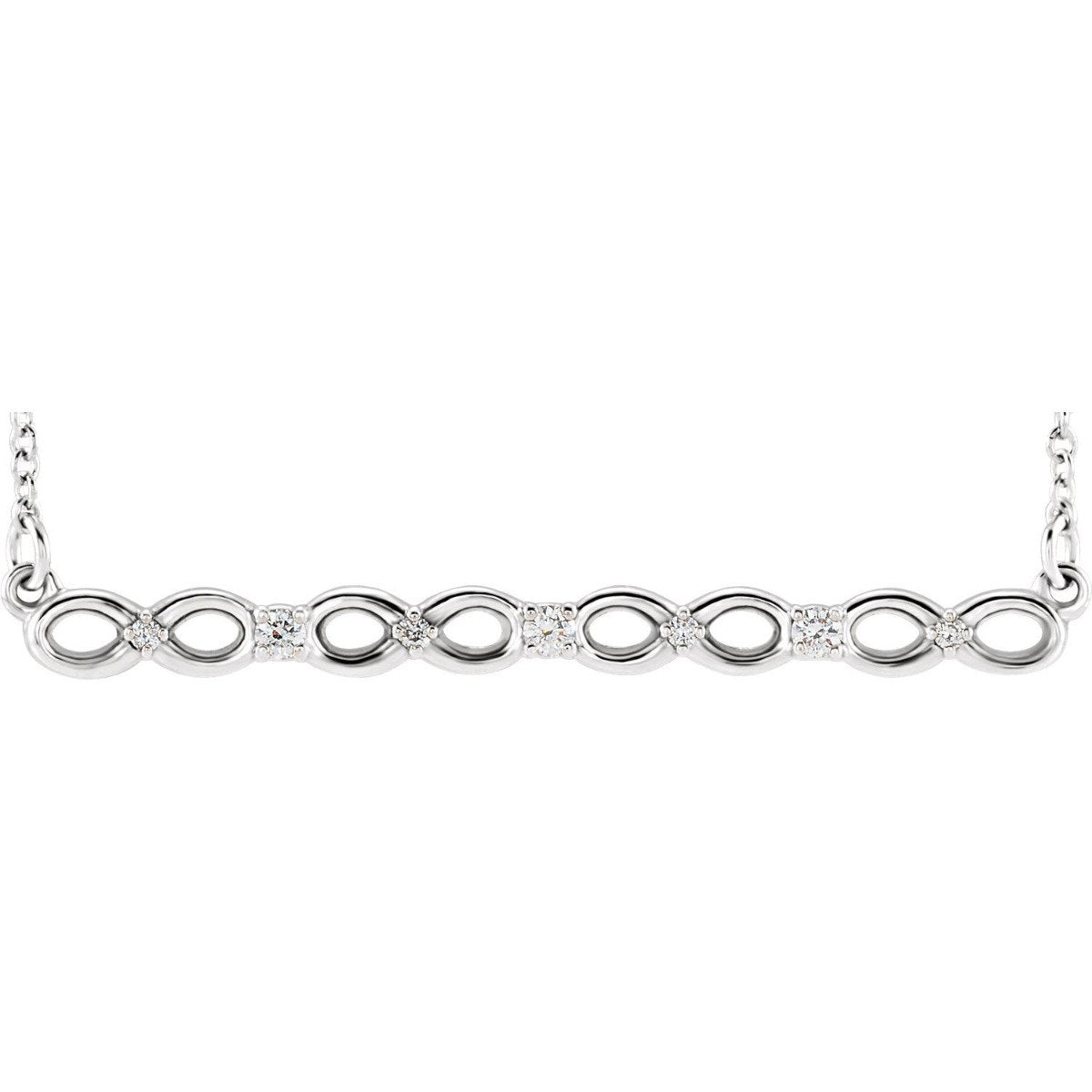 .08 CTW DIAMOND INFINITY-INSPIRED BAR NECKLACE 14KT Gold / White
