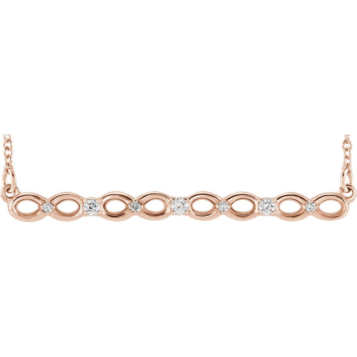 .08 CTW DIAMOND INFINITY-INSPIRED BAR NECKLACE 14KT Gold / Rose