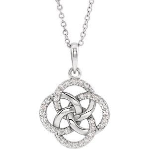 14KT Gold 1/8 CTW Diamond Five-Fold Celtic Necklace White