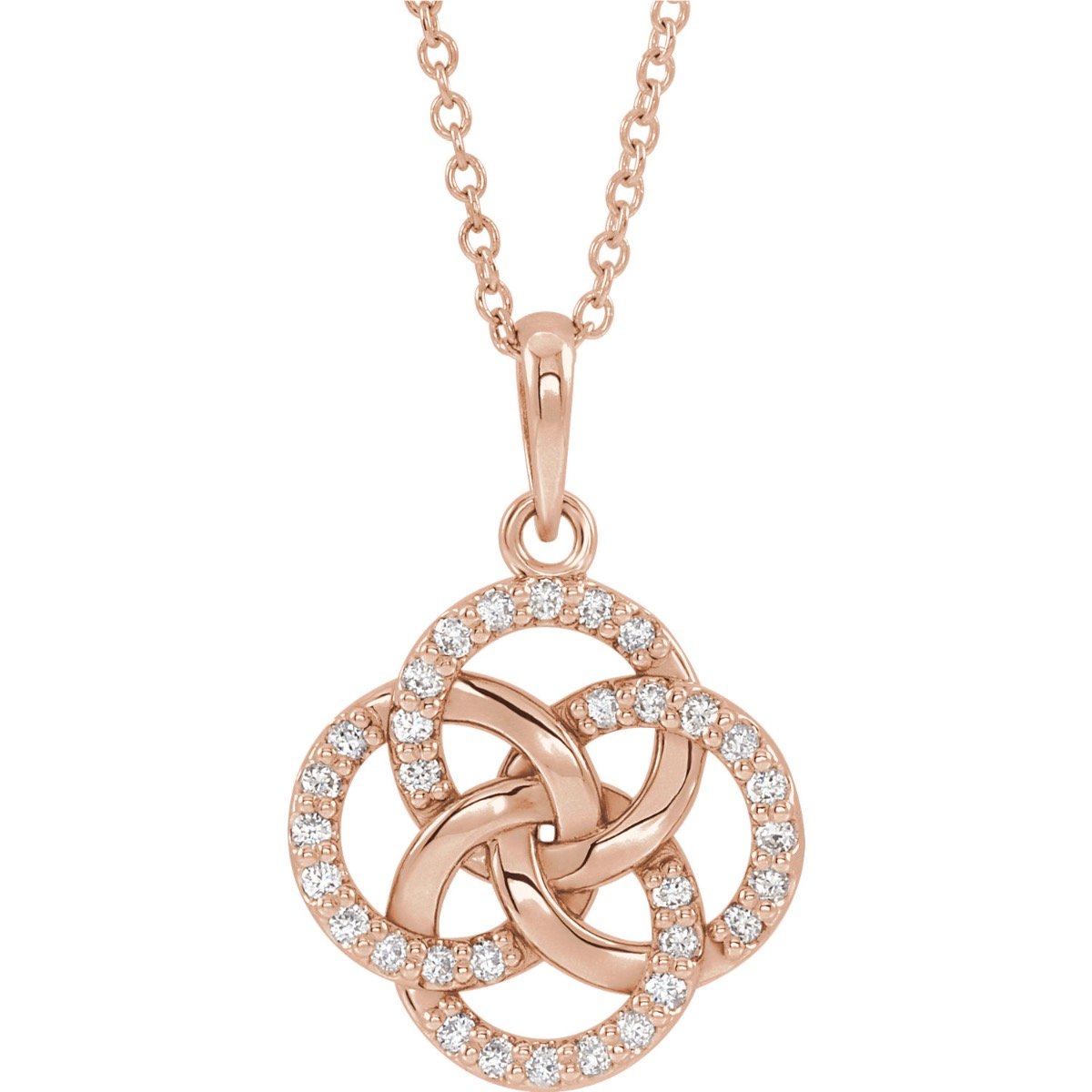 14KT Gold 1/8 CTW Diamond Five-Fold Celtic Necklace Rose