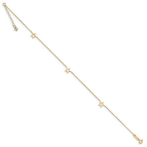 14KT YELLOW GOLD OPEN STAR ANKLET