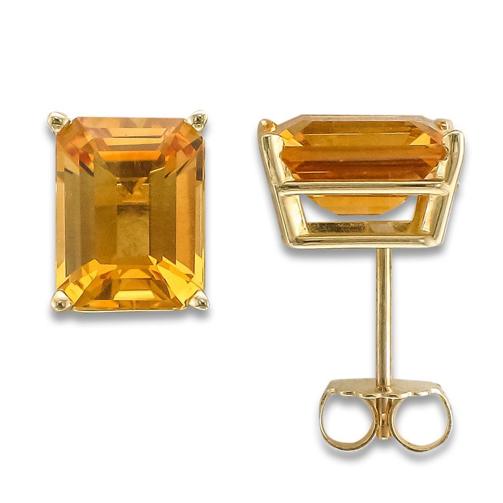 14KT gold emerald cut earrings newest