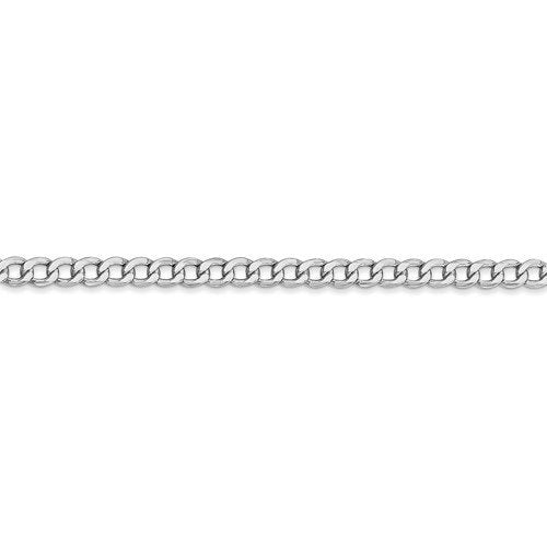 14KT Gold 3.35MM Semi Solid Curb Chain Bracelet 7 Inch / White,8 Inch / White,9 Inch / White