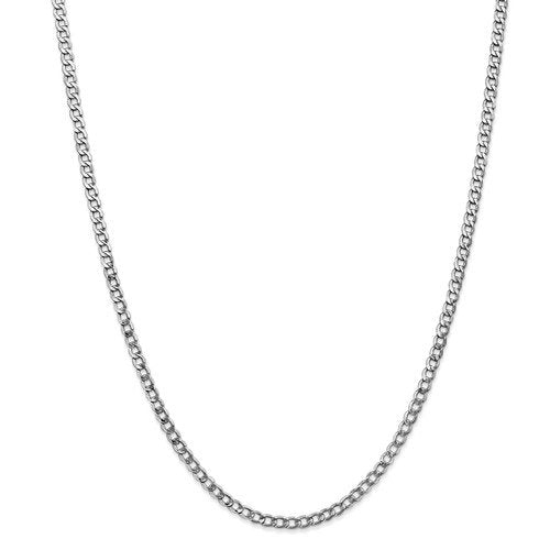 14KT Gold 3.35MM Semi Solid Curb Chain Necklace - 4 Lengths 16 Inch / White,18 Inch / White,20 Inch / White,24 Inch / White