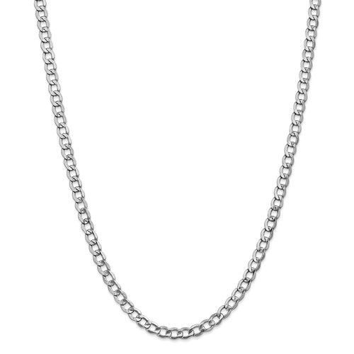 14KT Gold 5.25MM Semi Solid Curb Chain Necklace - 4 Lengths 16 Inch / White,18 Inch / White,20 Inch / White,24 Inch / White