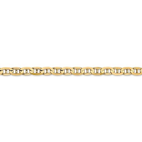 14KT GOLD 4.5MM SOLID CONCAVE ANCHOR CHAIN BRACELET- 2 LENGTHS & COLORS 7 Inch / Yellow,7 Inch / White,8 Inch / Yellow,8 Inch / White