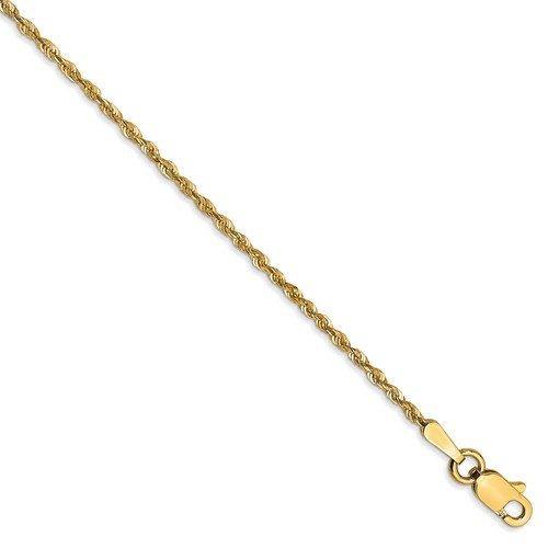 14KT YELLOW GOLD 1.5MM EXTRA LIGHTWEIGHT ROPE BRACELET-4 LENGTHS 6 Inch,7 Inch,8 Inch,9 Inch