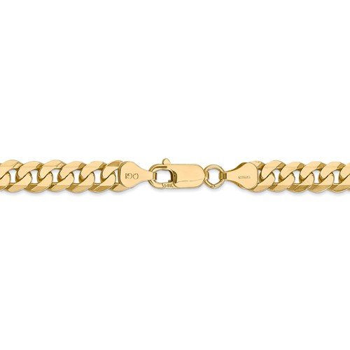 14KT Yellow Gold 7.25MM Beveled Curb Chain Bracelet 7 Inch,8 Inch,9 Inch