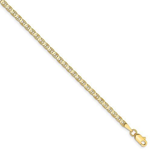 14KT Yellow Gold 2.4MM Flat Anchor Chain Bracelet 7 in.,8 in.,9 in.