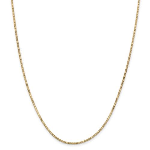 14KT Gold 1.8MM Flat Wheat Chain - 4 Lengths Available 16 in. / Yellow,18 in. / Yellow,20 in. / Yellow,24 in. / Yellow