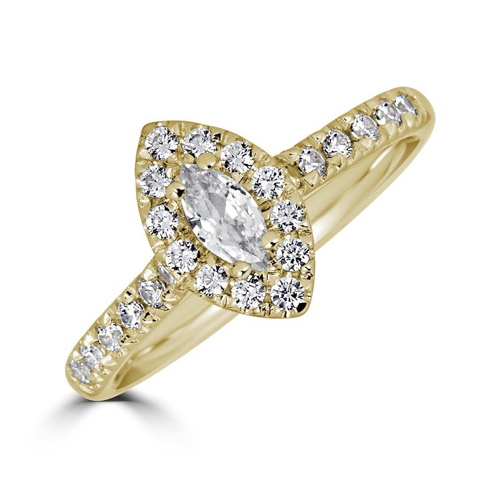 JULEVE 14KT GOLD 1/2 CTW DIAMOND MARQUISE HALO RING 4 / Yellow,4.5 / Yellow,5 / Yellow,5.5 / Yellow,6 / Yellow,6.5 / Yellow,7 / Yellow,7.5 / Yellow,8 / Yellow,8.5 / Yellow,9 / Yellow