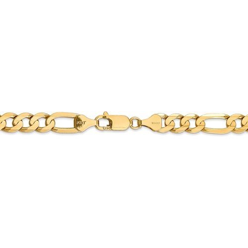 14KT Yellow Gold 6.75MM Concave Open Figaro Chain Bracelet 7 Inch,8 Inch,9 Inch