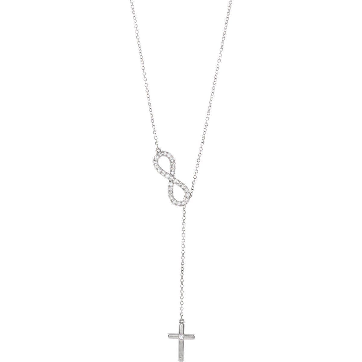14Kt 1/5 CTW Diamond Cross "Y" Necklace White