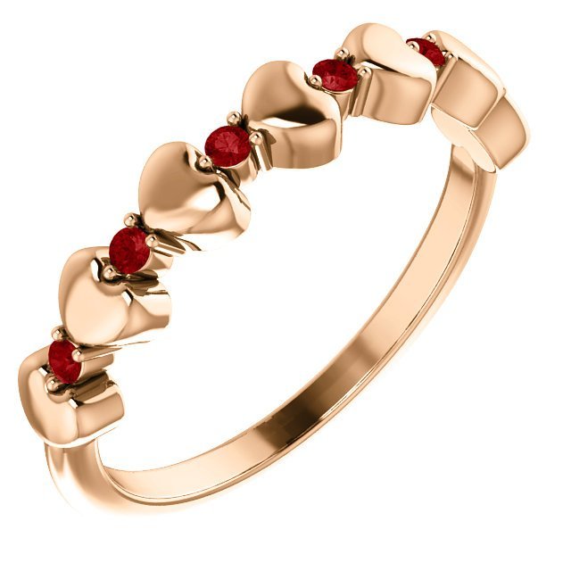 14KT GOLD .12 CTW RUBY STACKABLE HEART RING 4 / Rose,4.5 / Rose,5 / Rose,5.5 / Rose,6 / Rose,6.5 / Rose,7 / Rose,7.5 / Rose,8 / Rose,8.5 / Rose,9 / Rose