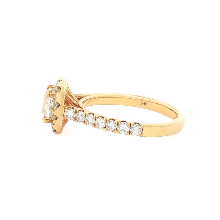 18kt Yellow Gold 1.83 ctw Cushion Halo Engagement Ring 5,5.5,6,6.5,7,7.5,8