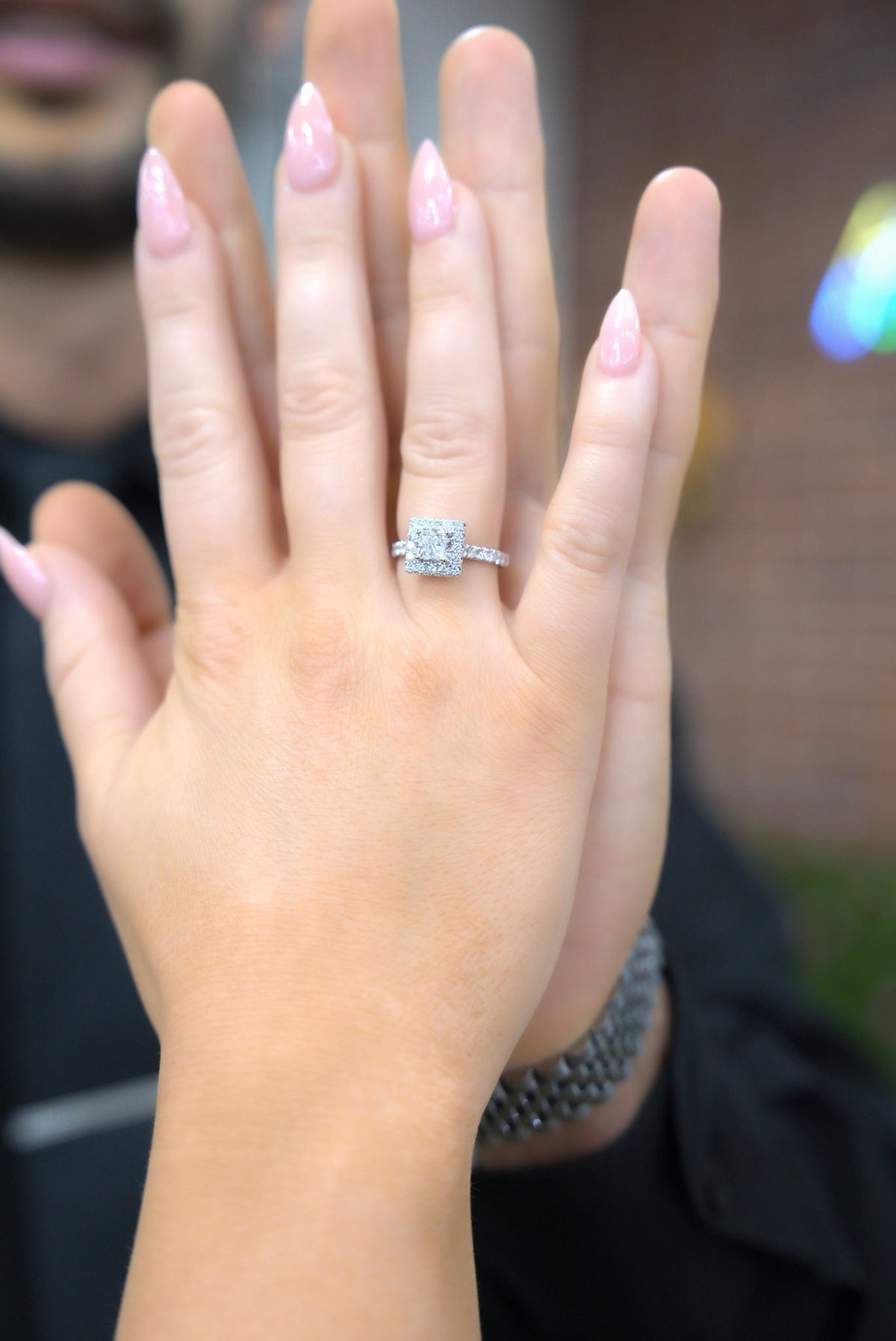 14kt White Gold 1.48 CTW Princess Halo Engagement Ring 5,5.5,6,6.5,7,7.5,8