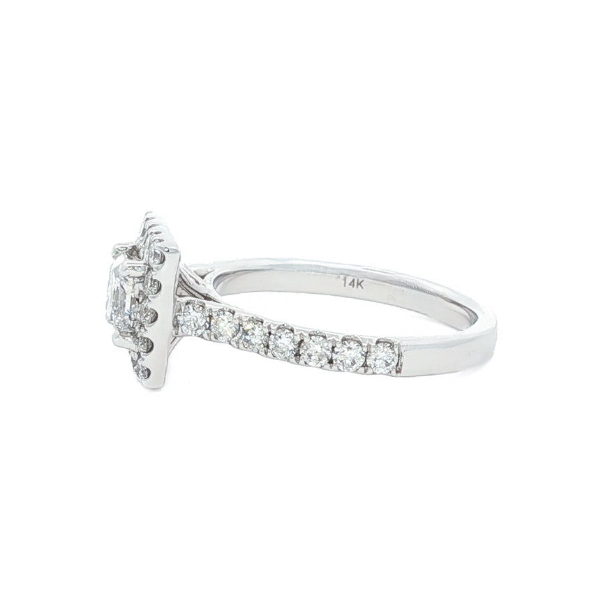 14kt White Gold 1.48 ctw Princess Halo Engagement Ring 5,5.5,6,6.5,7,7.5,8