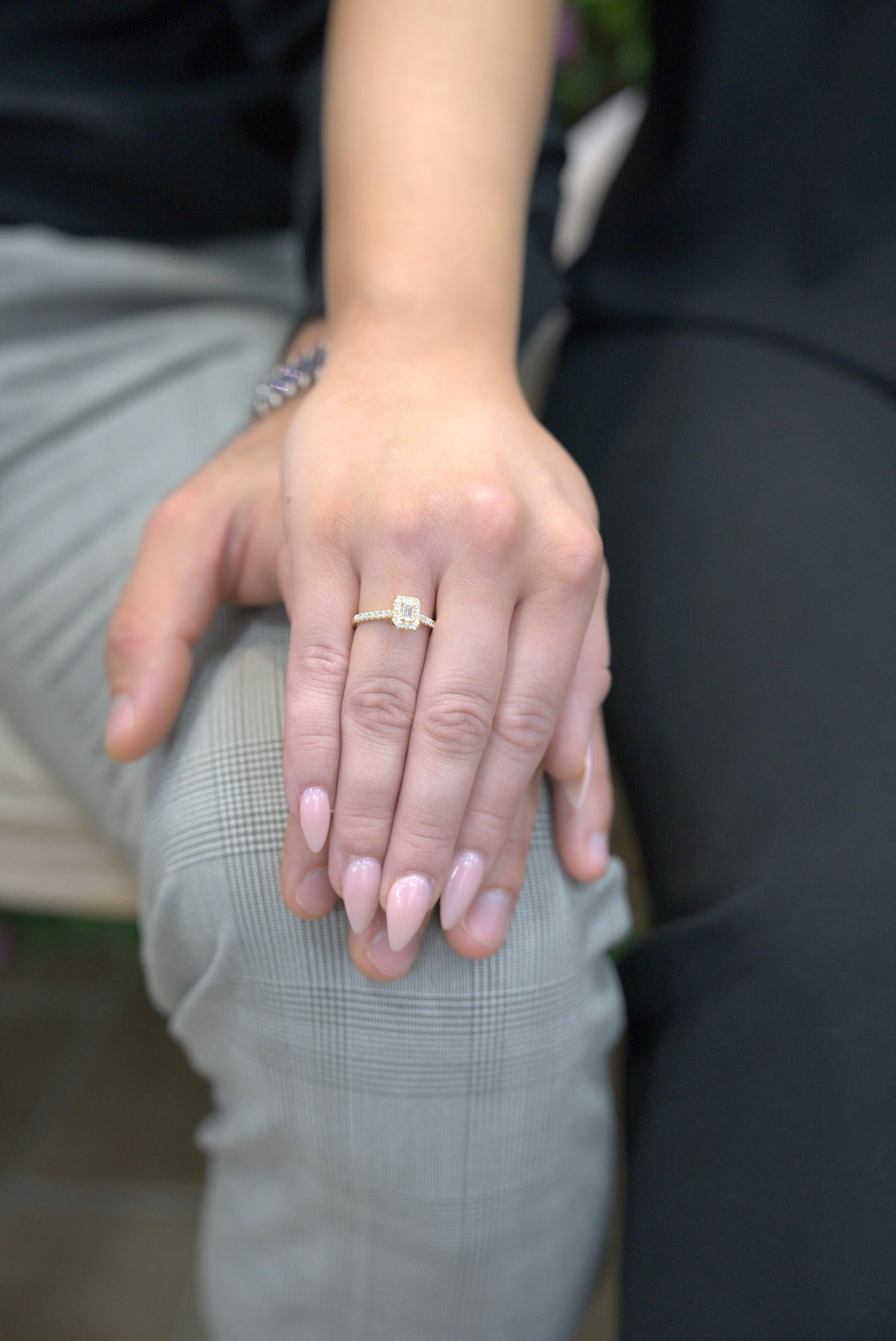 14kt  Yellow Gold .51 CTW Emerald Cut Halo Engagement Ring 5,5.5,6,6.5,7,7.5,8