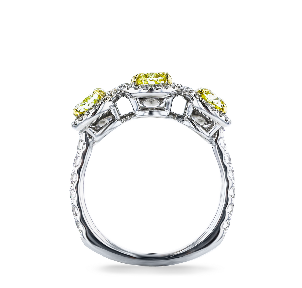 18KT WHITE GOLD 3.17CTW YELLOW & 0.72CTW DIAMOND 3 STONE RING - SOLD 4,4.5,5,5.5,6,6.5,7,7.5,8,8.5,9