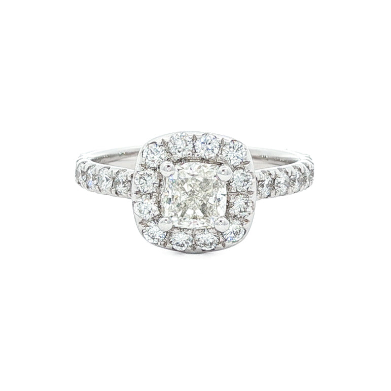14kt White Gold 1.45 ctw Cushion Halo Engagement Ring 5,5.5,6,6.5,7,7.5,8