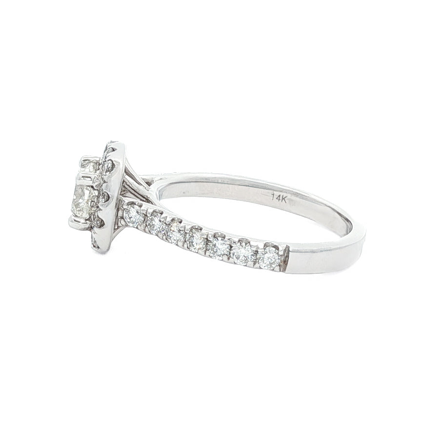 14kt White Gold 1.45 ctw Cushion Halo Engagement Ring 5,5.5,6,6.5,7,7.5,8